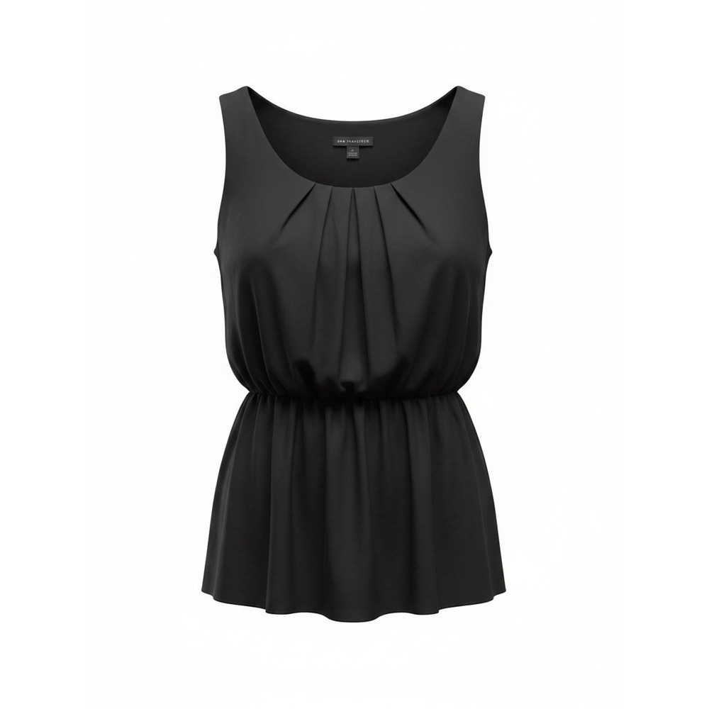 I.N. San Francisco Women's Medium Black Sleeveless Dress Pleated Elastic Waist